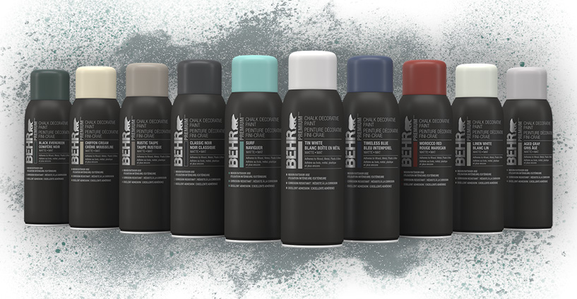 Behr Premium Chalk Decorative Spray Paint lineup