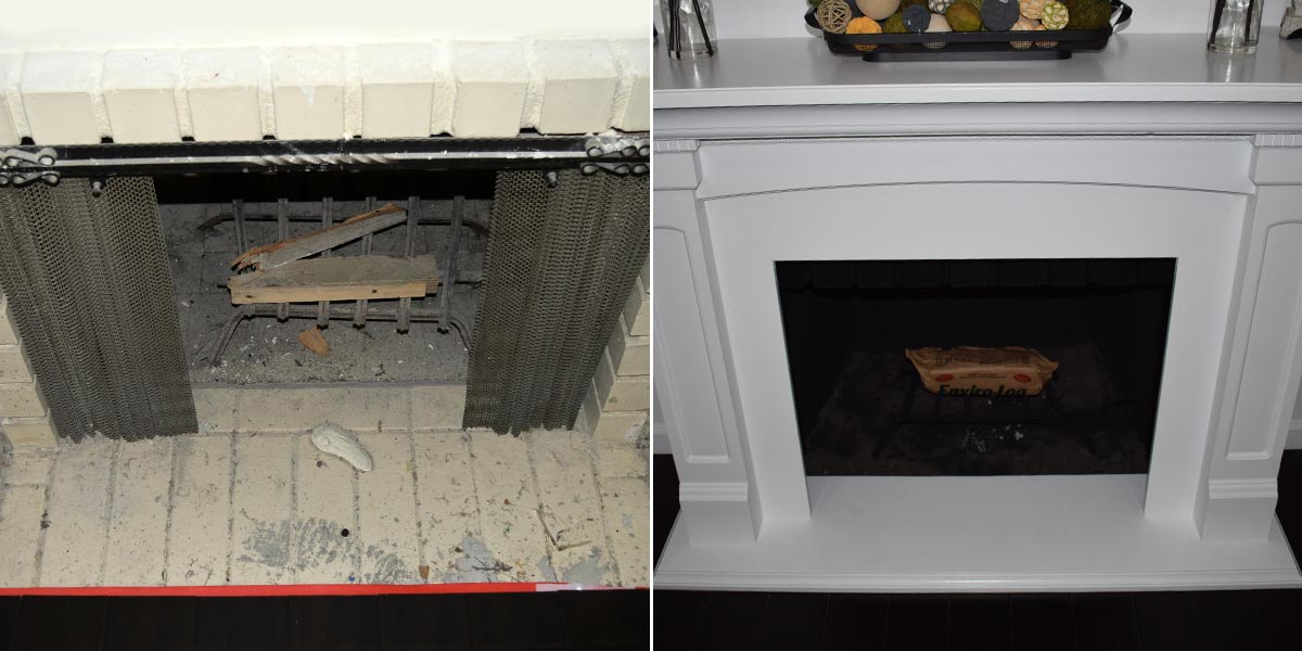 Before and After Fireplace Mantle Refresh
