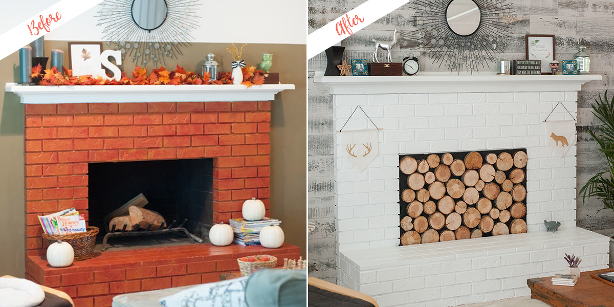 Modern Rustic Update To Fireplace Paint, Can You Tile Over A Painted Brick Fireplace