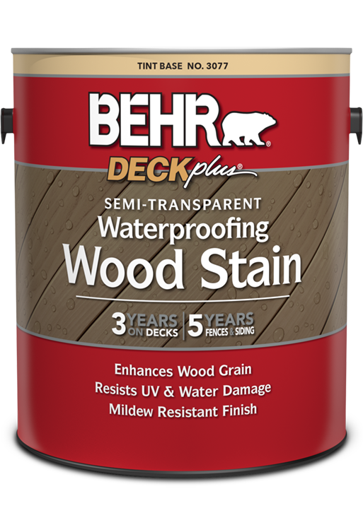 1 gal can of Behr DeckPlus Semi Transparent Waterproofing Wood Stain