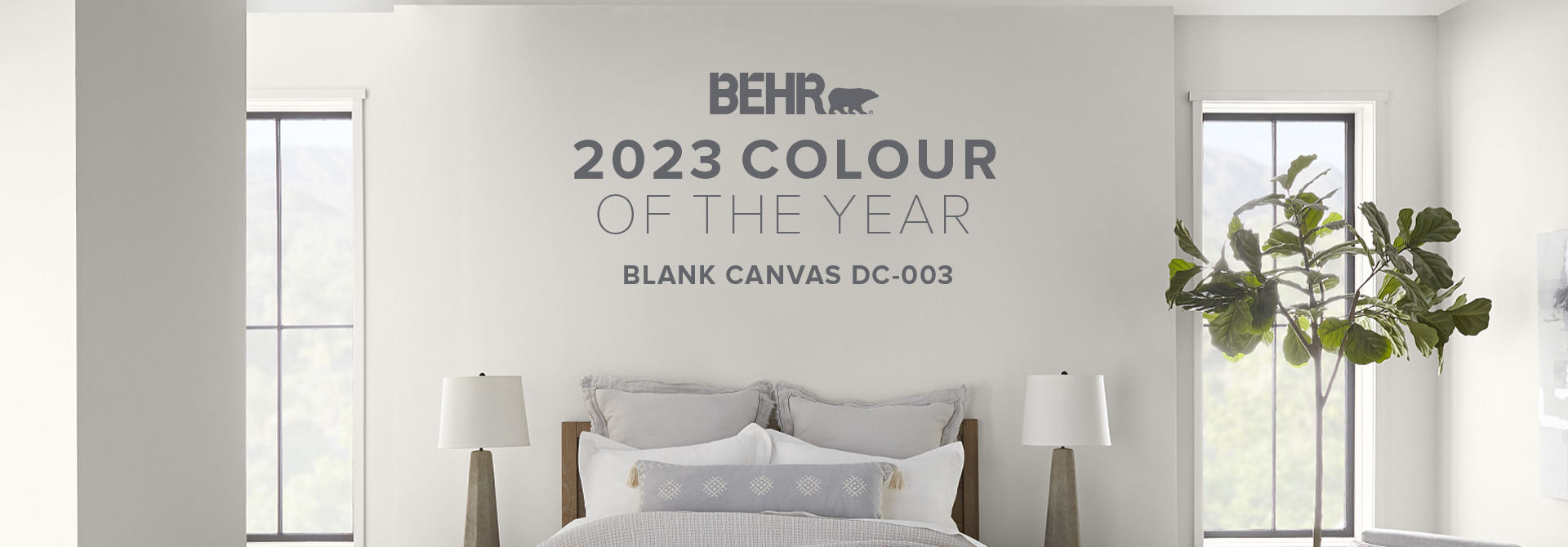 Room image featuring Blank Canvas, Behr 2023 Color of the Year.