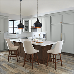 Dining table with chairs in a kitchen