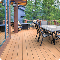 Image of a backyard deck with a solid coating