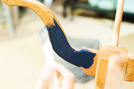 table leg being painted