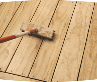 Prepping and sweeping a wood deck