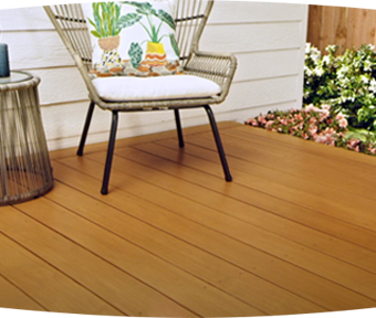 Stained wood deck beauty shot