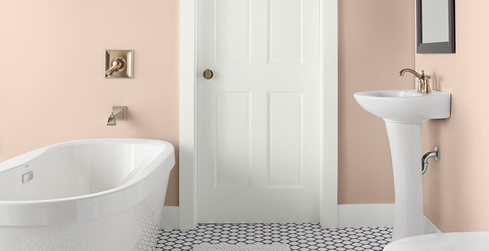 red classic relaxed & serene bathroom