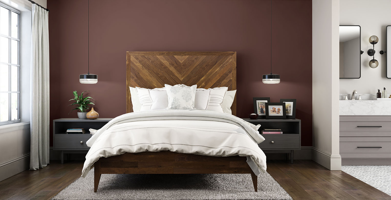 red modern bold & dramatic bedroom
