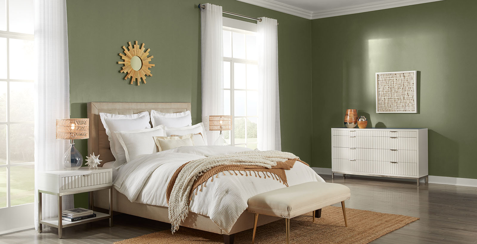 Green Striking Bedroom Eclectic, Bold & Dramatic Bedroom Behr