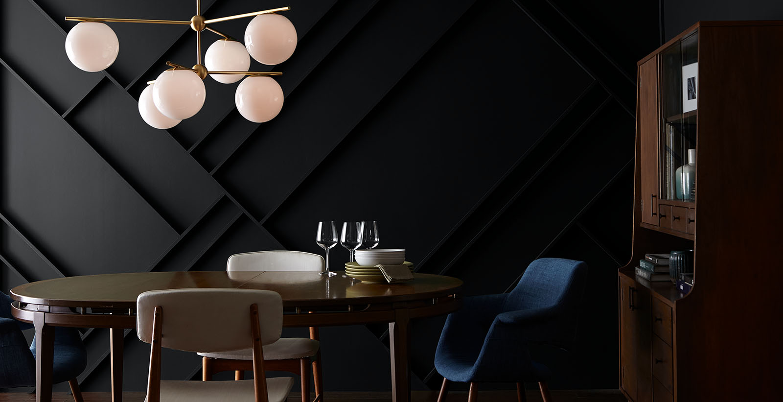 grey modern bold & dramatic dining room