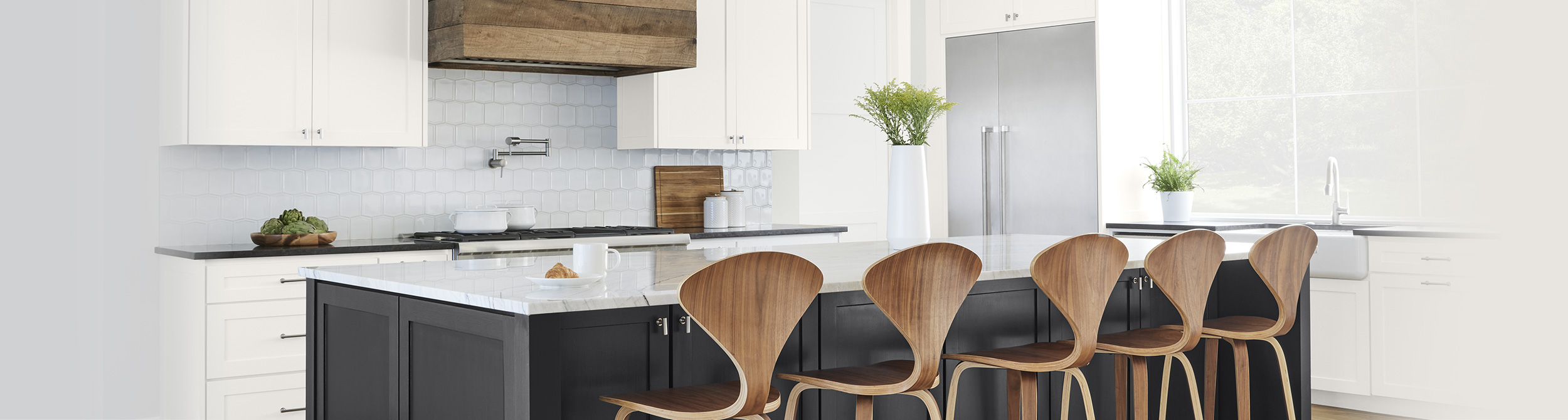 White cheerful and modern kitchen