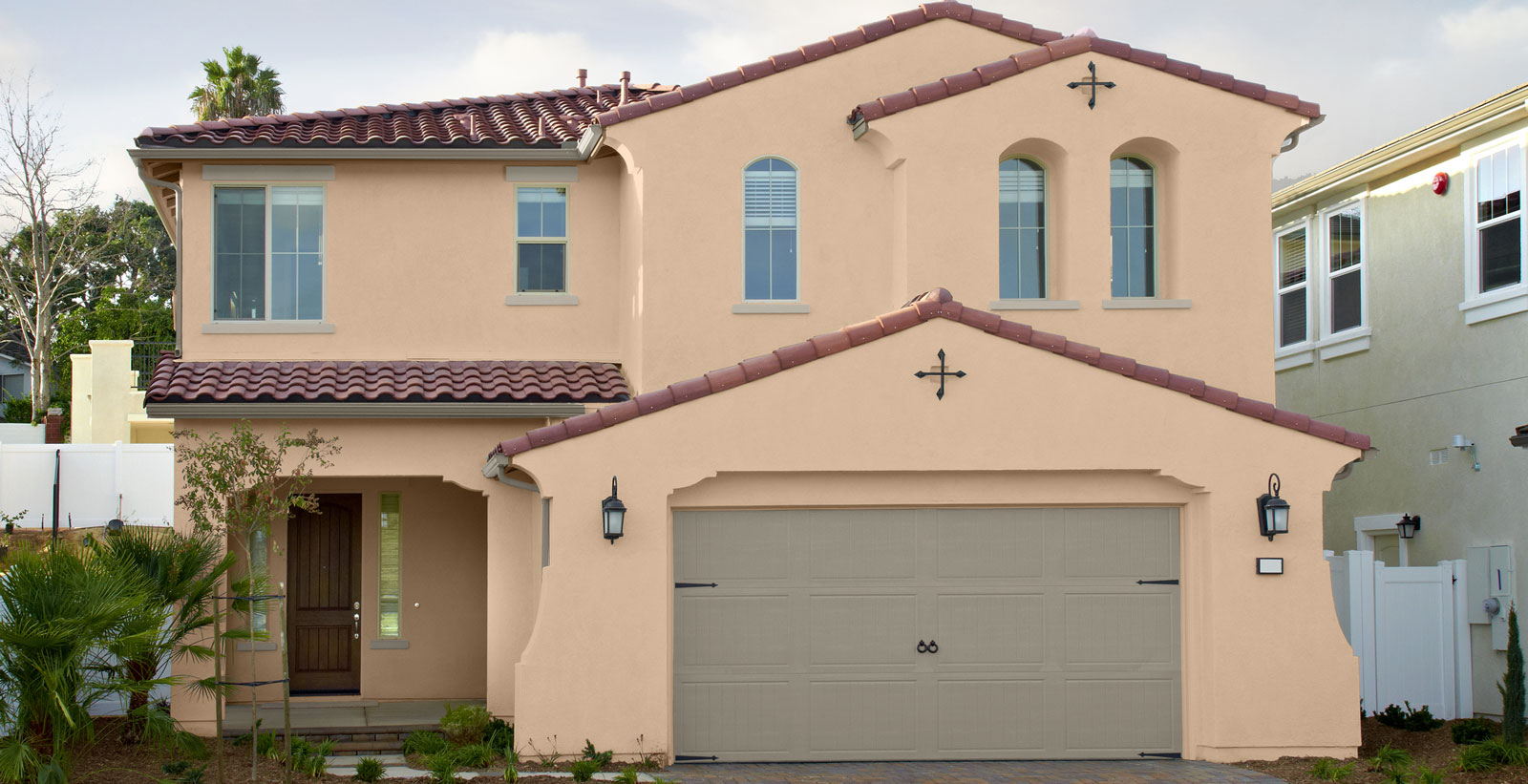 warm serene stucco home exterior