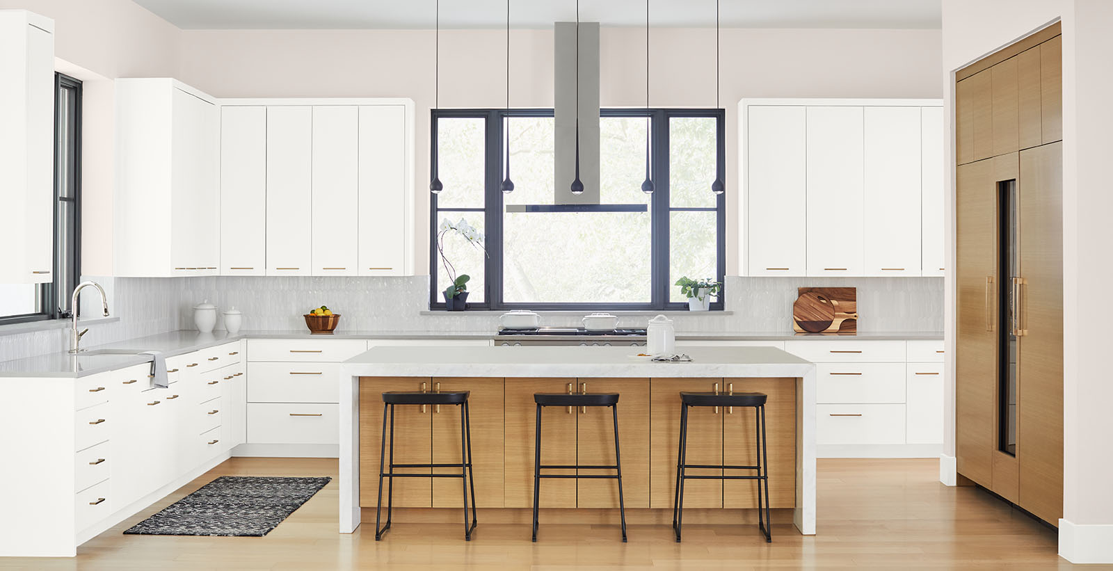 red modern relaxed & serene kitchen