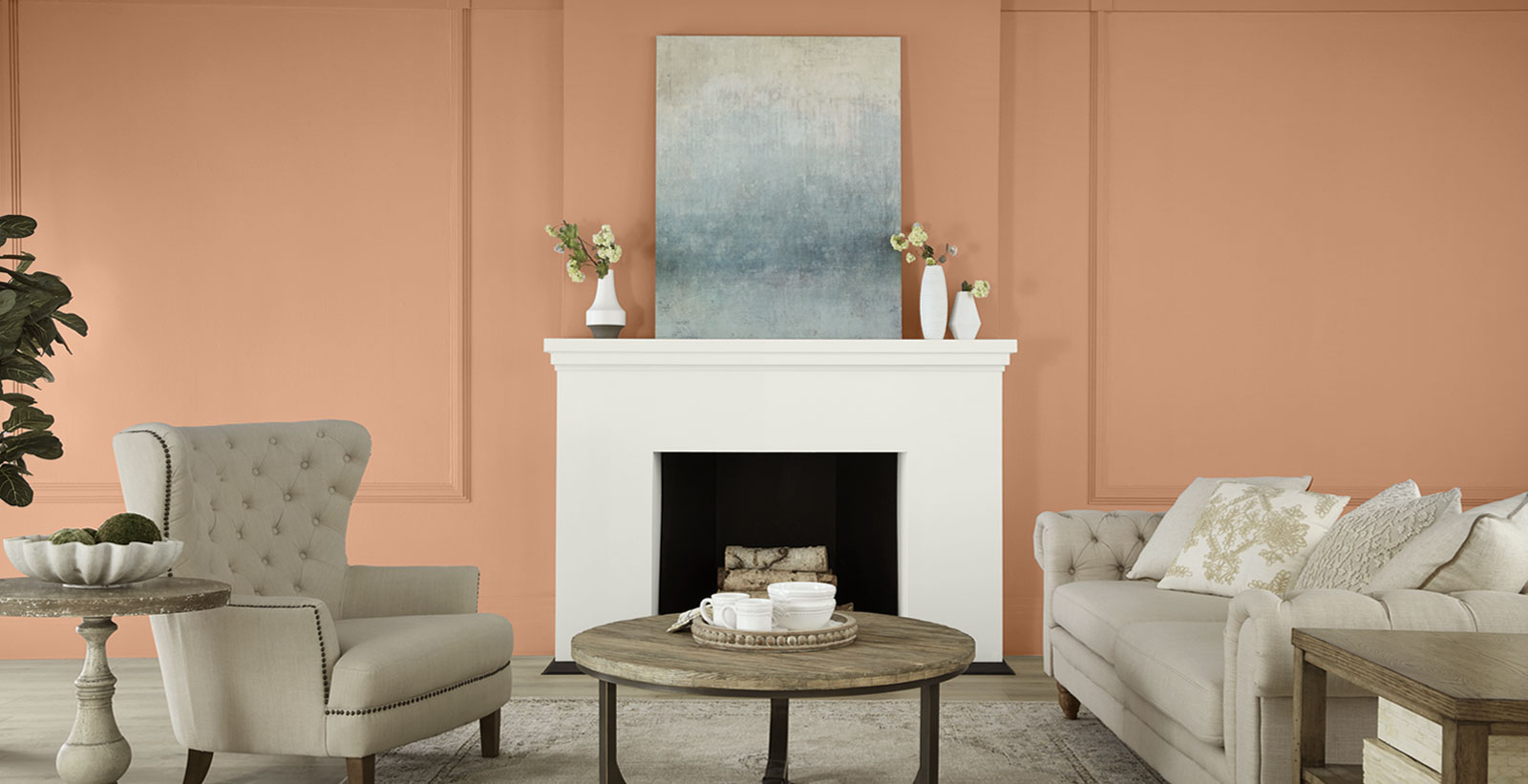 orange classic cheerful & friendly living room