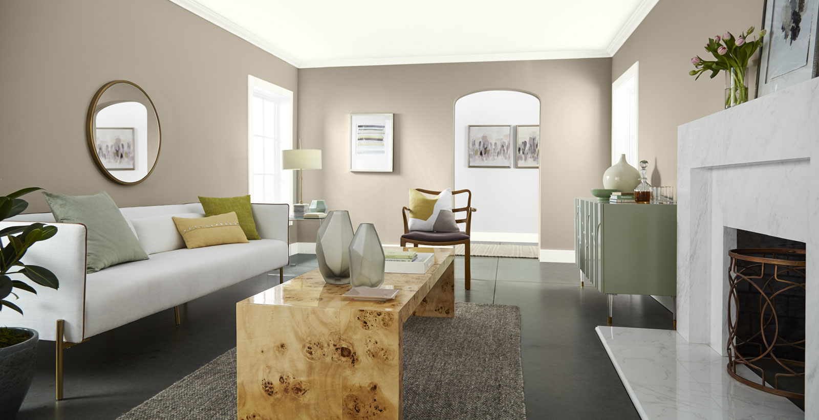 brown modern cheerful & friendly living room