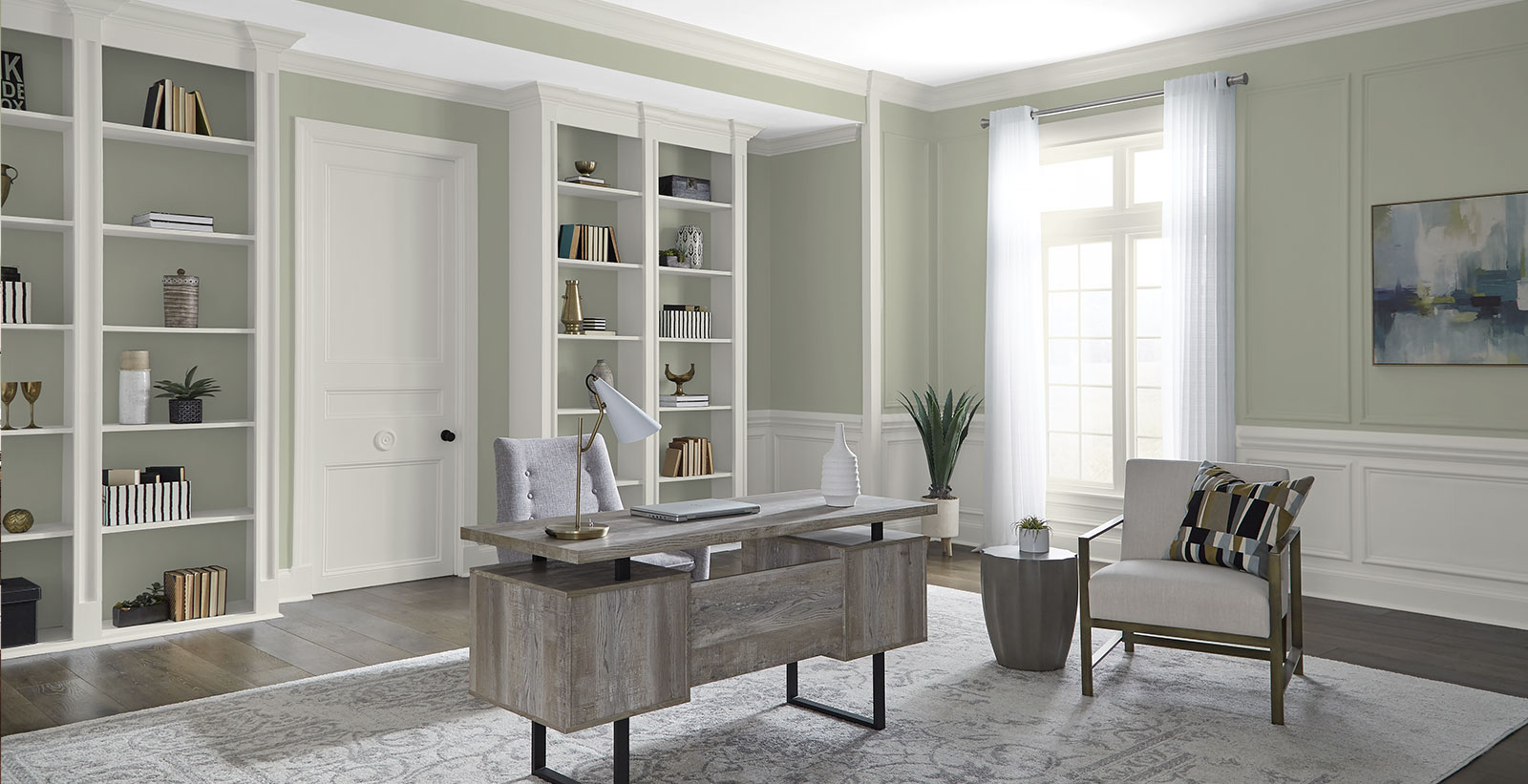 green classic cozy & inviting office