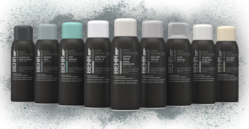 Behr Premium Chalk Decorative Spray Paint lineup