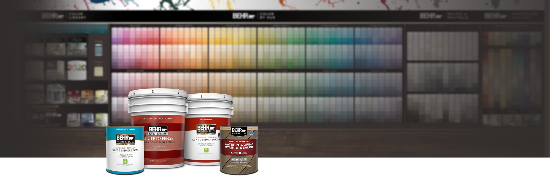 Behr Paint Products in front of the Home Depot Colour Solution Center