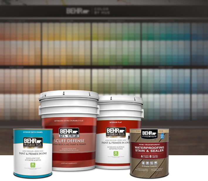 Mobile version of Behr Paint Products in front of the Home Depot Colour Solution Center