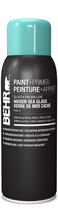 Aerosol can of Behr Spray Paint, Hidden Sea Glass