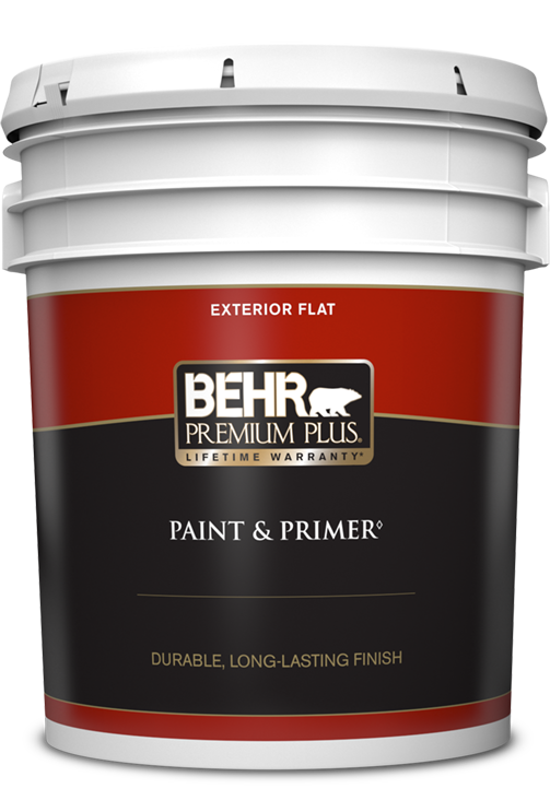 5 gal pail of Behr Premium Plus exterior paint, flat