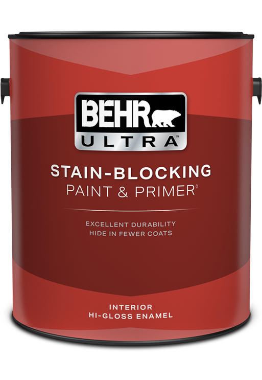 can of Behr Ultra interior paint, hi-gloss