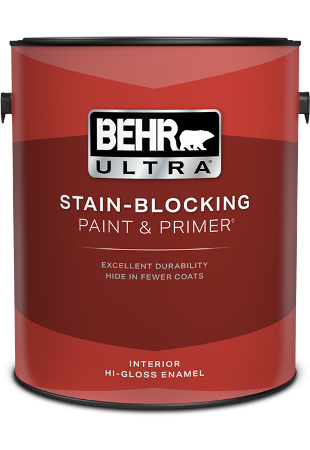 can of Behr Ultra interior paint, hi-gloss