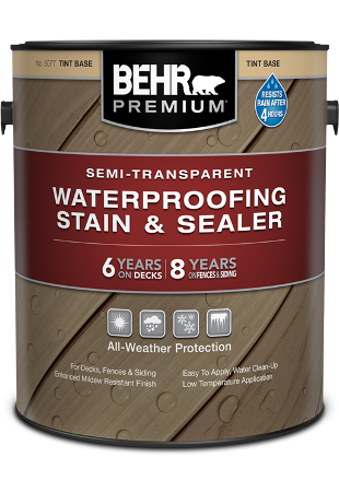 Semi-Transparent Waterproofing Wood Stain & Sealer, BEHR PREMIUM®