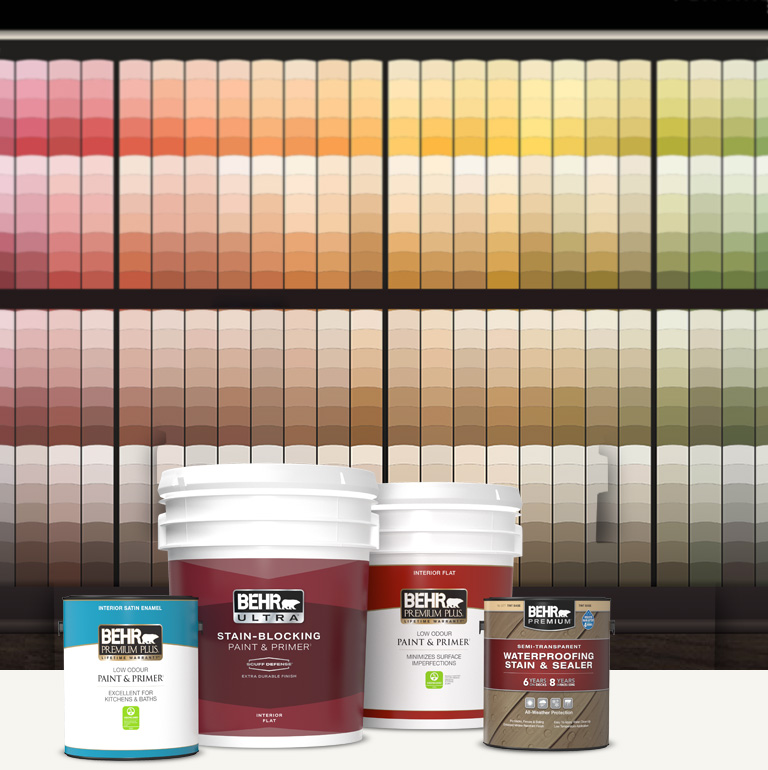 Mobile version of Behr Paint Products in front of the Home Depot Colour Solution Center