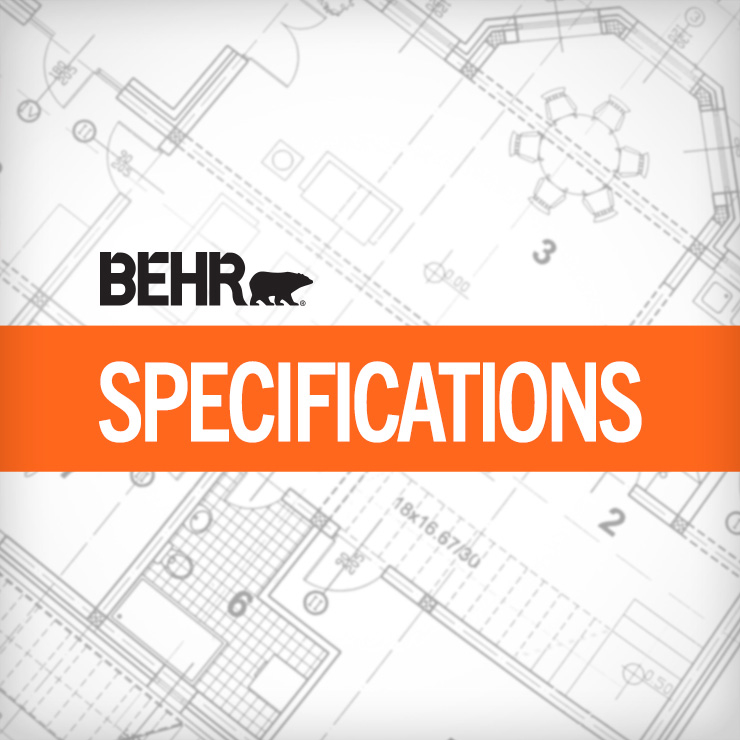 Close up images of a BEHR SPECIFICATION logo