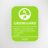 Image of  the GreenGuard Gold Logo on a grey background.