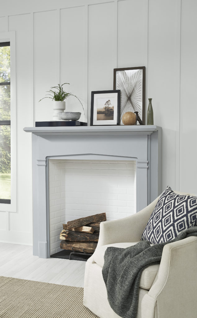 Cozy living room sitting area next to the fireplace.