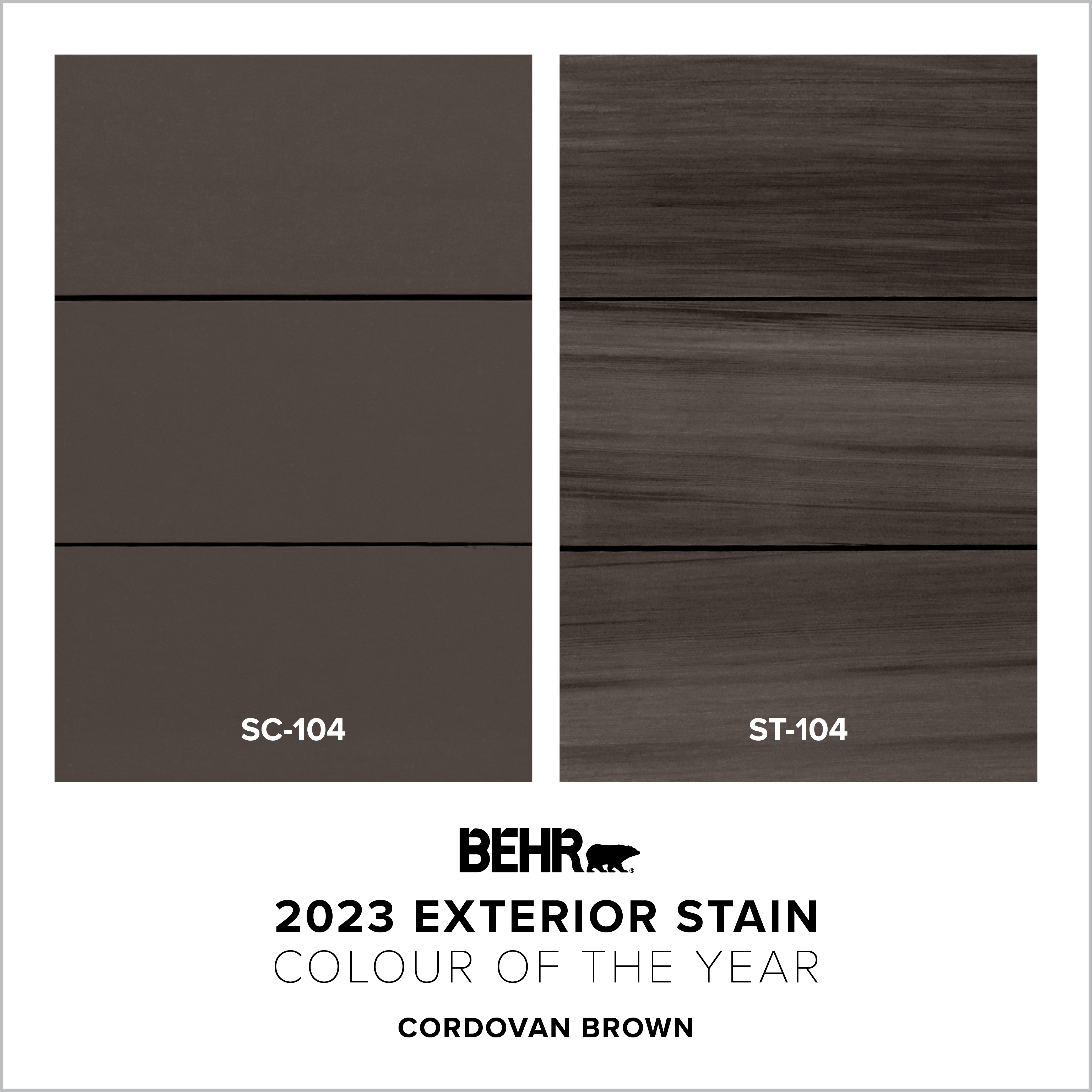 Side by side swatches of Cordovan Brown Solid and Semi-Transparent stains