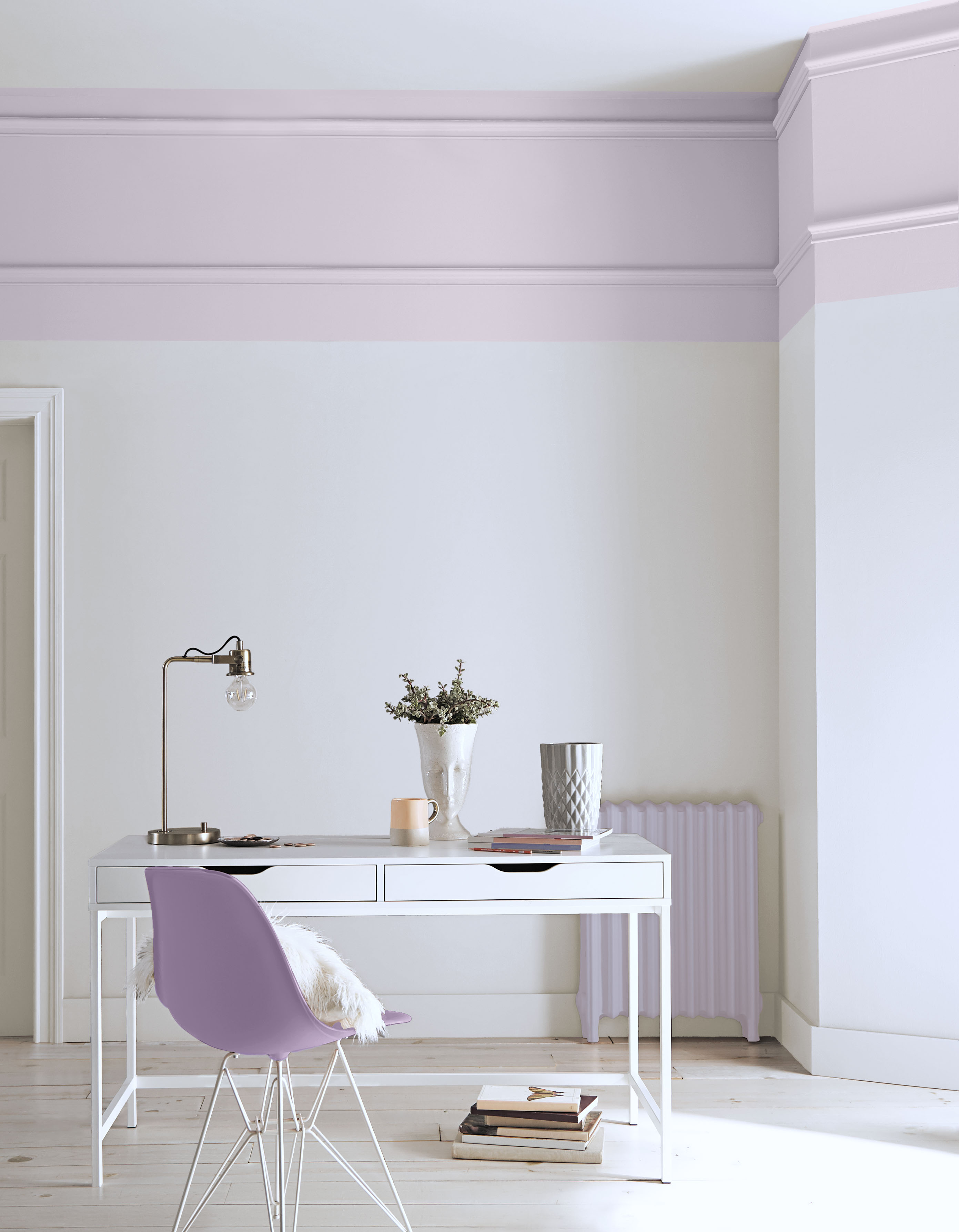 Kitchen cabinets in a dusty lavender shade