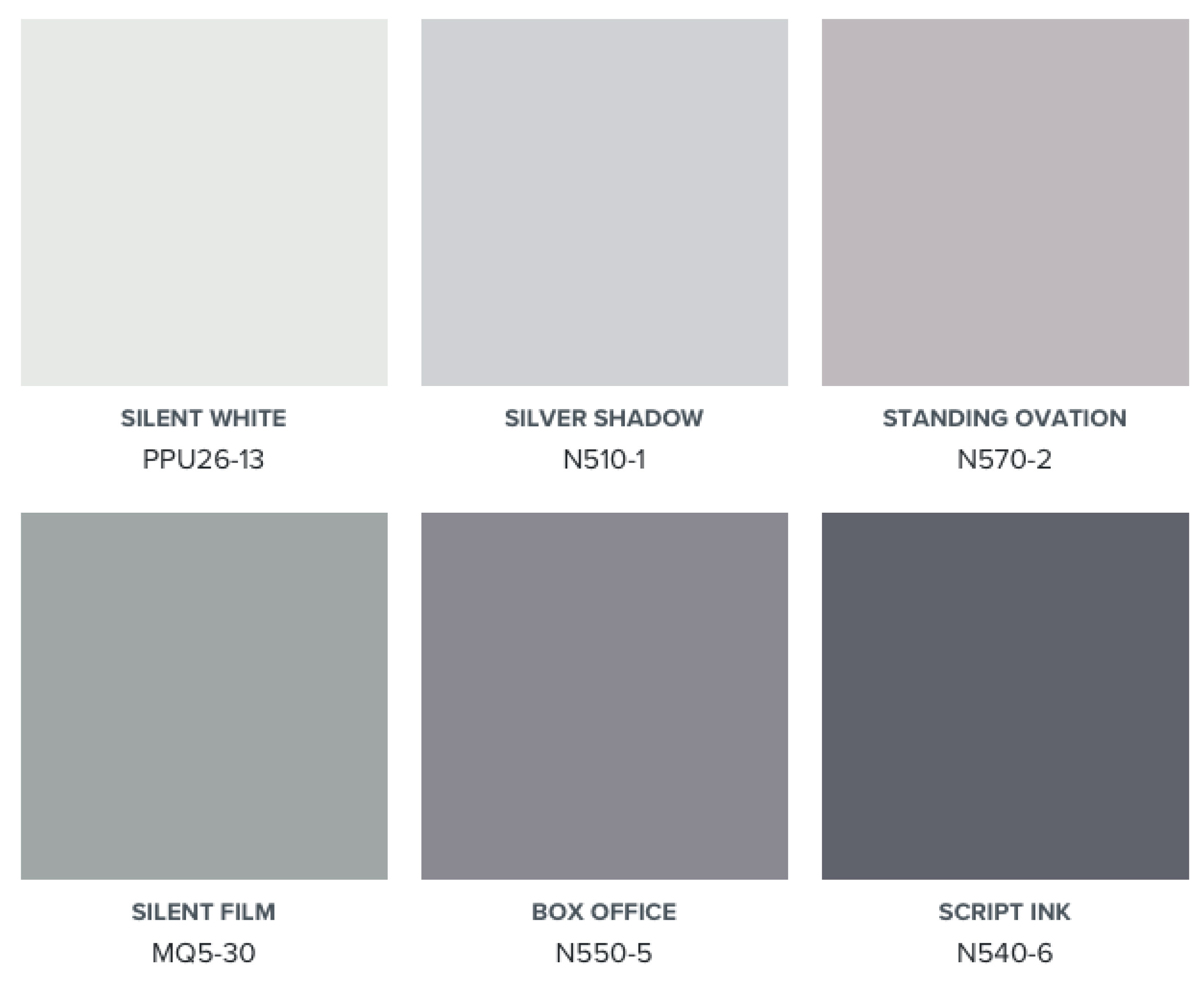 A colour palette with greyed green and purples.